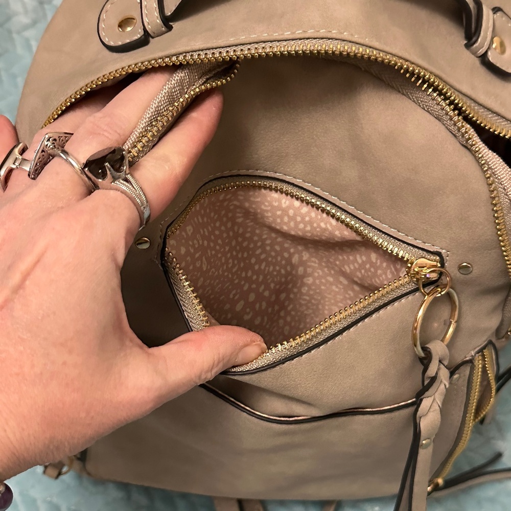 Violet Ray NYC women’s mini backpack. Faux leather - Gray - Picture 14 of 14